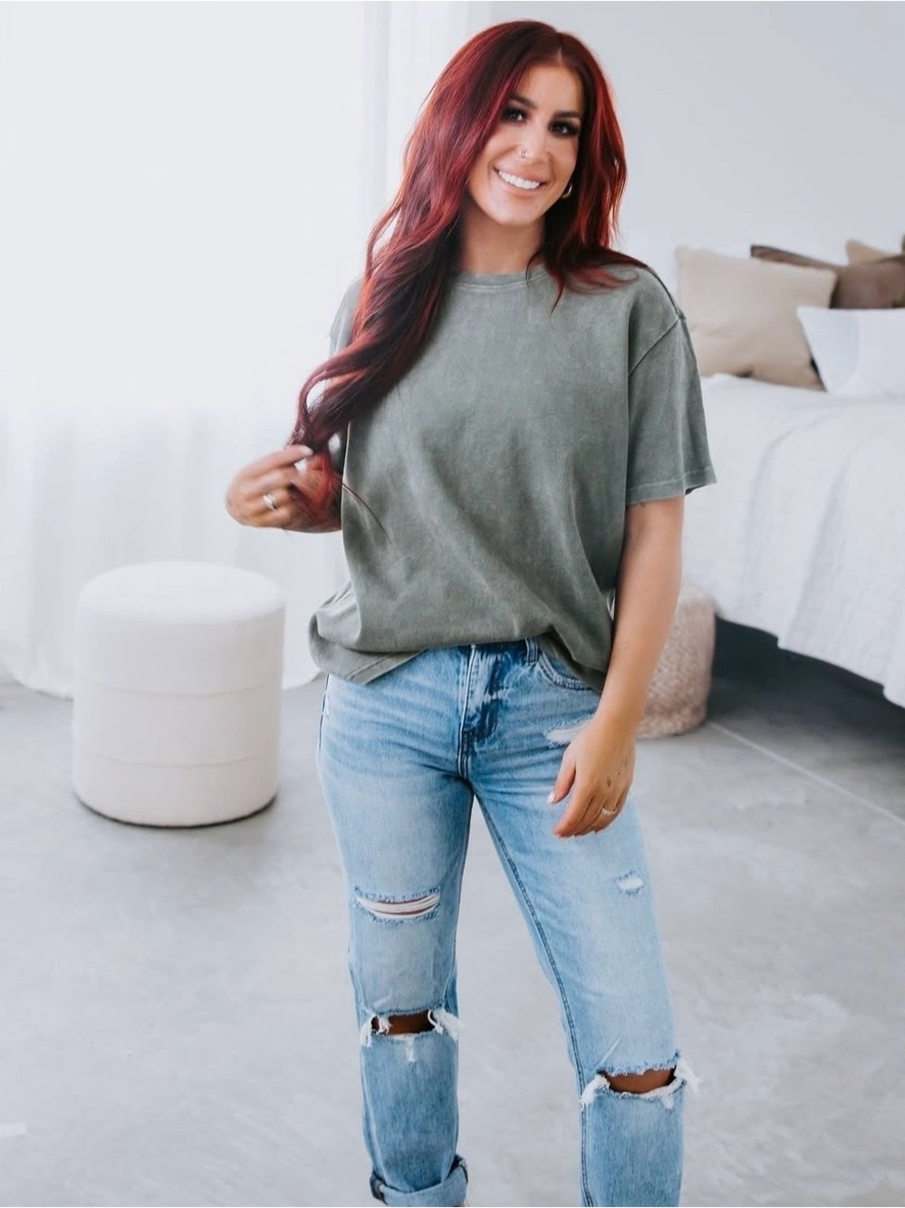 WESTIN WAFFLE KNIT TEE by CHELSEA DEBOER (MOCHA)